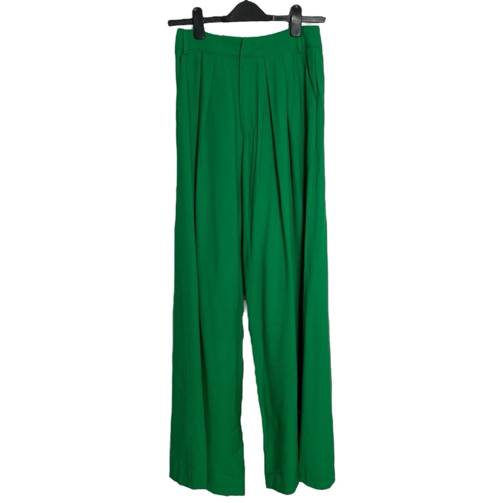 Revolve SNDYS Hills Tailored Green Wide Leg High Waist Pleat Trouser Pant Sz 4 - Picture 6 of 15